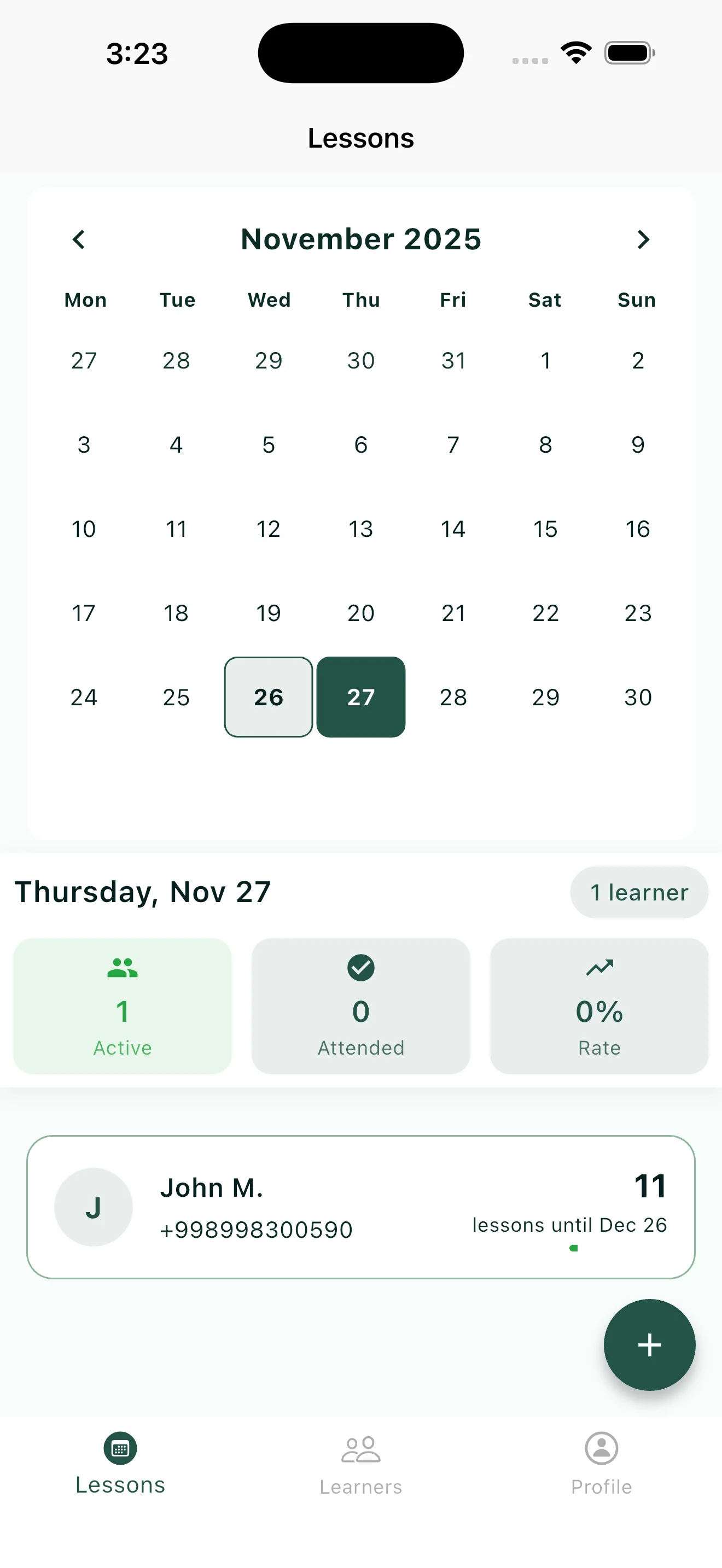 Coach Journal - Calendar view for scheduling
